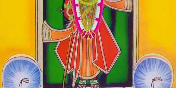 श्रीनाथजी में आज धोती पटका पर खुले बन्ध के श्रृंगार