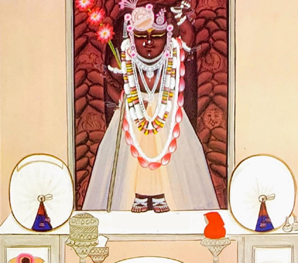 श्रीनाथजी में आज शरबती पिछोड़ा व ग्वाल पगा के श्रृंगार