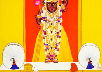 श्रीनाथजी में आज पिछोड़ा व मोर चन्द्रिका के श्रृंगार, चांदी का हिंडोलना