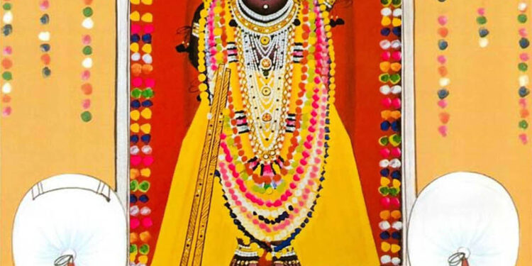 श्रीनाथजी में आज पीला पिछोड़ा व सुनहरी घेरा का श्रृंगार