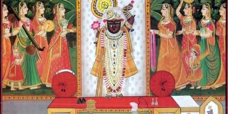 आज श्रीनाथजी में सोना (स्वर्ण) बंगला व मुकुट-काछनी का श्रृंगार