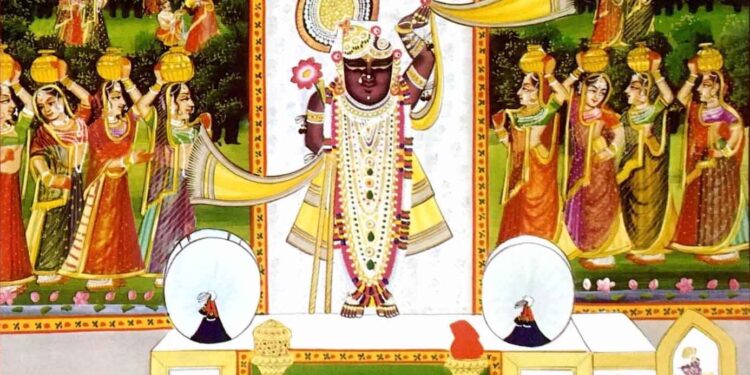 श्रीनाथजी में आज मुकुट काछनी का श्रृंगार