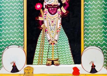 श्रीनाथजी में आज हरे सफ़ेद लहरिया का पिछोड़ा और क़तरा के श्रृंगार