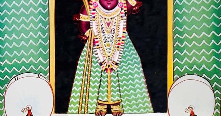 श्रीनाथजी में आज हरे सफ़ेद लहरिया का पिछोड़ा और क़तरा के श्रृंगार