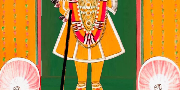 श्रीनाथजी में आज घेरदार वागा गोल चंद्रिका के श्रृंगार दर्शन