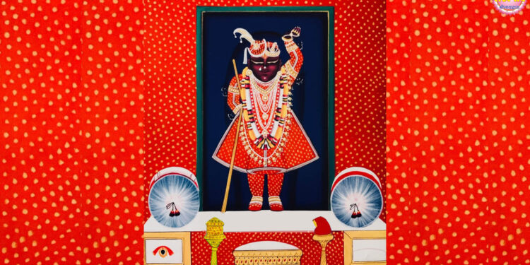 श्रीनाथजी के आज लाल जरी के वस्त्र, कतरा चन्द्रिका श्रृंगार