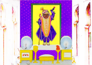 श्रीनाथजी में आज बैंगनी ग्वाल पगा, चन्द्रिका का श्रृंगार