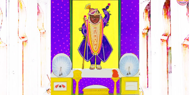 श्रीनाथजी में आज बैंगनी ग्वाल पगा, चन्द्रिका का श्रृंगार