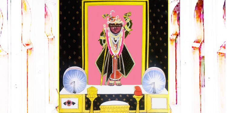 श्रीनाथजी में आज श्याम छापा के वस्त्र, कतरा का श्रृंगार