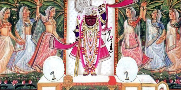 श्रीनाथजी के आज मुकुट काछनी श्रृंगार में दर्शन