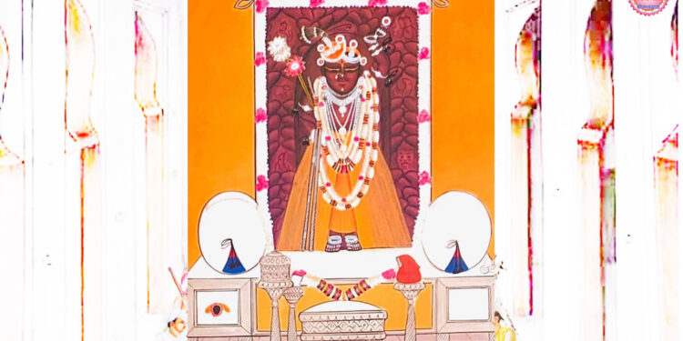 आज श्रीनाथजी के पिछोड़ा पर लूम की किलंगी के श्रृंगार