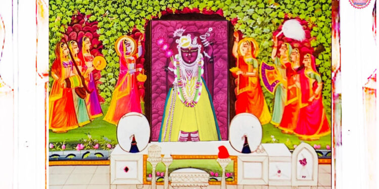 श्रीनाथजी के आज पीले पिछोड़ा पर पगा चन्द्रिका का श्रृंगार