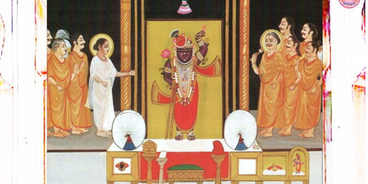 श्रीनाथजी में आज कसुमल धोती-उपरना के श्रृंगार