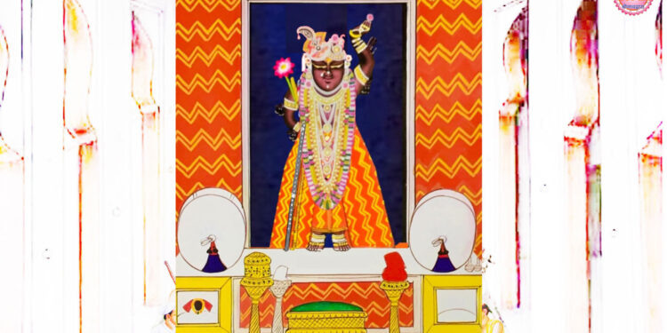 श्रीनाथजी में पिछोड़ा पर भीमसेनी क़तरा के श्रृंगार