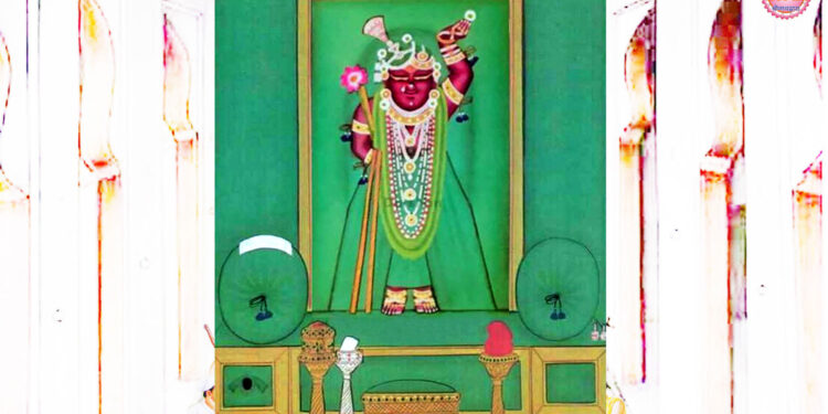 श्रीनाथजी में पिछोड़ा पर भीमसेनी क़तरा के श्रृंगार