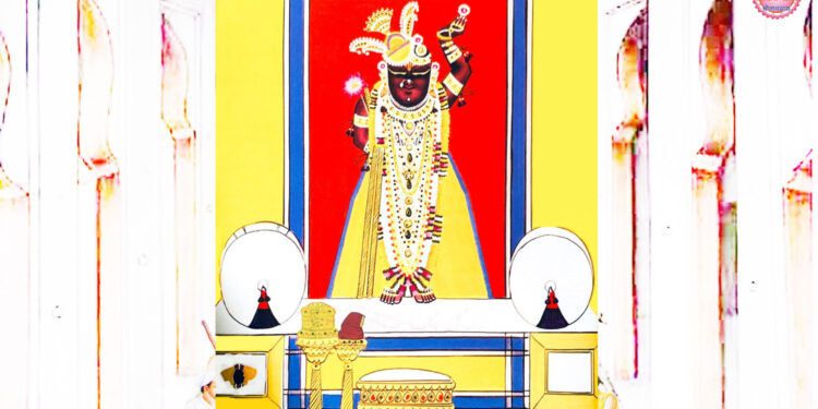 श्रीनाथजी में आज नील-पीत के पगा, पिछोड़ा का विशिष्ट श्रृंगार