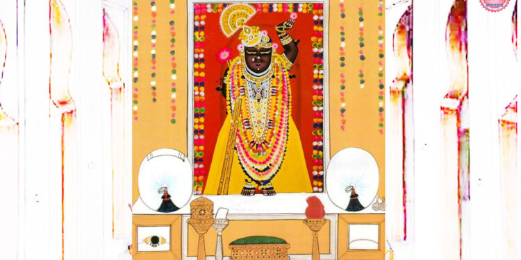 श्रीनाथजी में आज पीला पिछोड़ा व सुनहरी घेरा का श्रृंगार