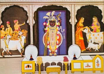 श्रीनाथजी में आज वत्स द्वादशी का गोल काछनी का श्रृंगार