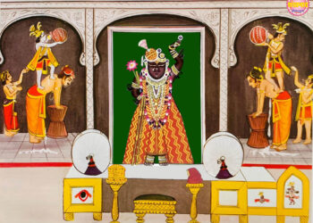 श्रीनाथजी में आज लहरिया के पिछोड़ा पर पगा चन्द्रिका के श्रृंगार