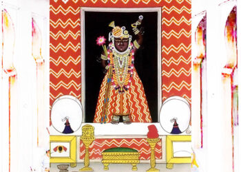 श्रीनाथजी में आज पिछोड़ा व पगा चन्द्रिका के श्रृंगार