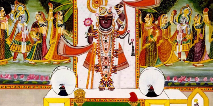 श्रीनाथजी में आज महारास की सेवा का द्वितीय मुकुट का श्रृंगार