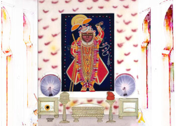 श्रीनाथजी में आज गौकर्ण पर सुनहरी घेरा का श्रृंगार