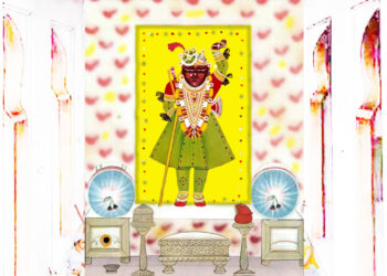 श्रीनाथजी के आज गुलाल की चोली के श्रृंगार में दर्शन