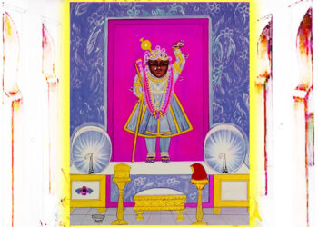 श्रीनाथजी में आज जरी के वस्त्र, चमकनी चन्द्रिका का श्रृंगार