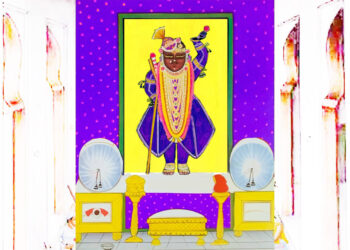 श्रीनाथजी में आज बैंगनी ग्वाल पगा, चन्द्रिका का श्रृंगार