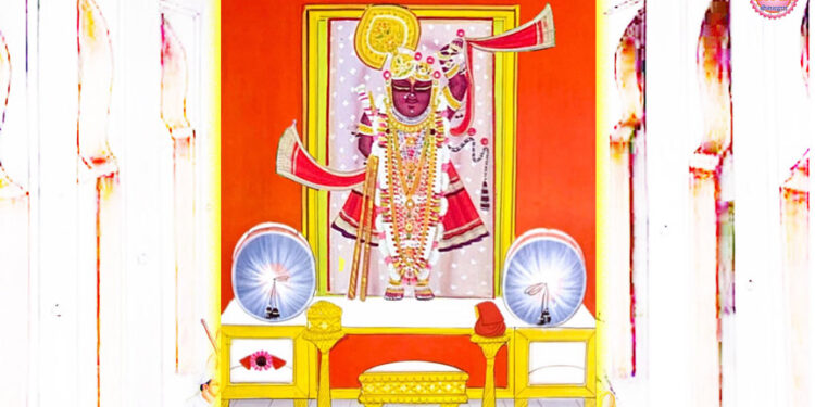 श्रीजी के आज ऋतु के आखिरी मुकुट काछनी श्रृंगार में दर्शन