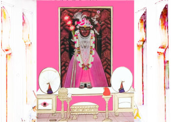 श्रीनाथजी के आज गुलाबी पिछोड़ा पर ग्वाल पगा श्रृंगार में दर्शन