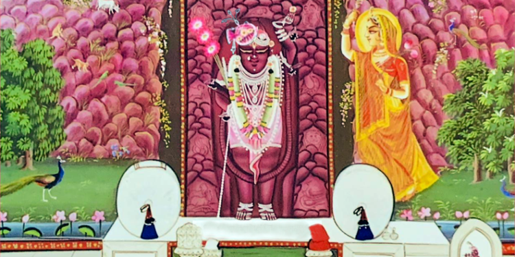 श्रीनाथजी में आज गुलाबी परधनी, हीरा की किलंगी के श्रृंगार