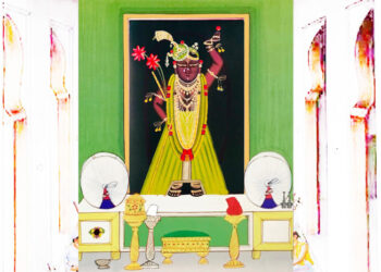 श्रीनाथजी में आज हरे पिछोड़ा व जमाव के कतरा के श्रृंगार