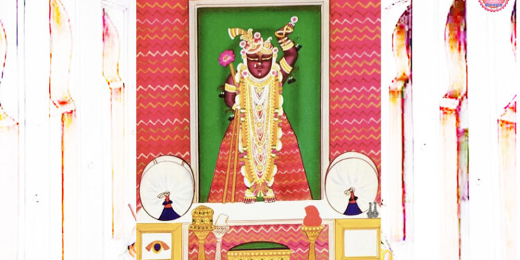 श्रीनाथजी में आज पंचरंगी लहरिया का पिछोड़ा व (नागफणी) के कतरे का श्रृंगार