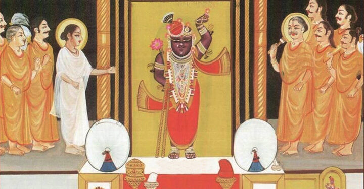 श्रीनाथजी में आज कसुमल धोती-उपरना के श्रृंगार