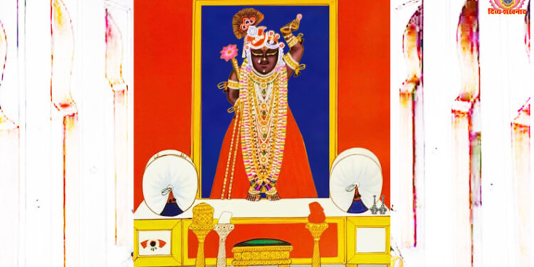 श्रीनाथजी में आज पिछोड़ा पर मोर चन्द्रिका का श्रृंगार, अधिक मास प्रारम्भ