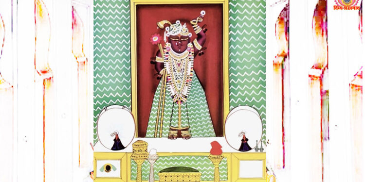 श्रीनाथजी में हरे लहरिया पर जमाव का कतरा का श्रृंगार