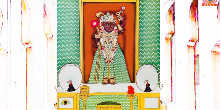 श्रीनाथजी में आज हरे सफ़ेद लहरिया का पिछोड़ा व कतरा के श्रृंगार