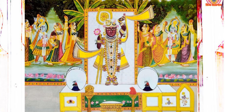 श्रीनाथजी में आज महारास की सेवा का द्वितीय मुकुट का श्रृंगार