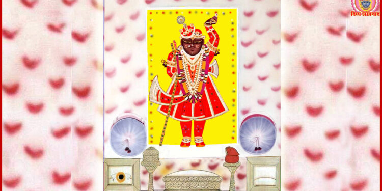 श्रीनाथजी के आज घेरदार पर चन्द्रिका श्रृंगार में दर्शन