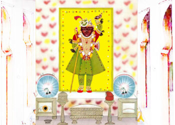 श्रीनाथजी के आज गुलाल की चोली के श्रृंगार में दर्शन