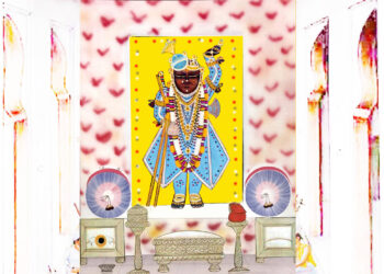 श्रीनाथजी के आज ग्वाल पगा पर चन्द्रिका श्रृंगार में दर्शन