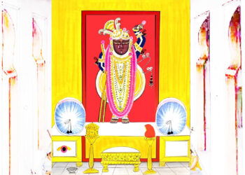 श्रीनाथजी में आज पीली जरी की गोल काछनी पर टिपारा का श्रृंगार