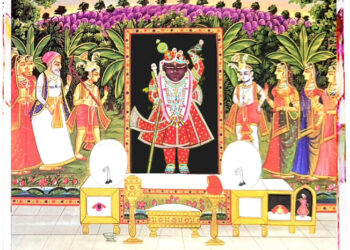 श्रीनाथजी में आज चुन्दडी के वस्त्र पर चन्द्रिका का श्रृंगार