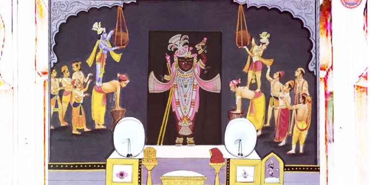 श्रीनाथजी के आज मल्लकाछ टिपारा का श्रृंगार में दर्शन