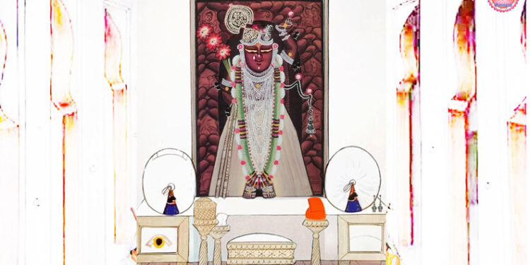 श्रीनाथजी के आज श्वेत पिछोड़ा और किरीट के श्रृंगार दर्शन