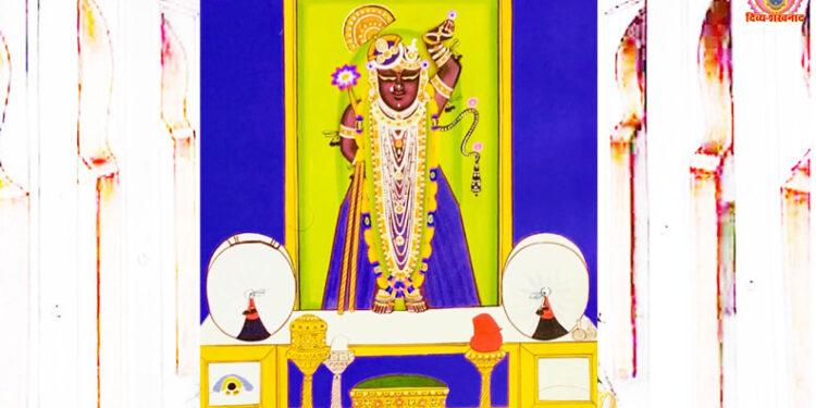 श्रीनाथजी में आज आसमानी पिछोड़ा व सुनहरी घेरा के श्रृंगार