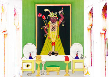 श्रीनाथजी में आज हरे पिछोड़ा व जमाव के कतरा के श्रृंगार