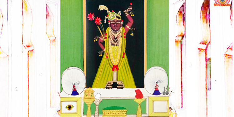 श्रीनाथजी में आज हरे पिछोड़ा व जमाव के कतरा के श्रृंगार