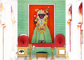 आज श्रीनाथजी को हरा-सफ़ेद लहरिया पर कतरा का श्रृंगार